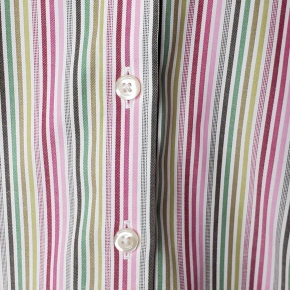 Lands End Pinstripe Button Down Multicolored Sz 10 - Picture 5 of 9
